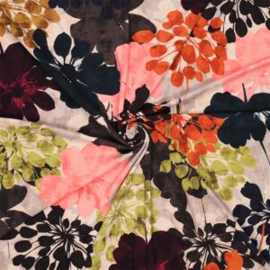 Viscose jersey m/blomster print Misty rose