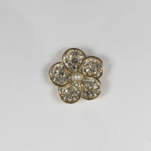 Simili knap blomst m/ perle18mm Guld