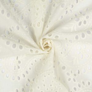 Broderi anglaise med dekorativ kant Trend white