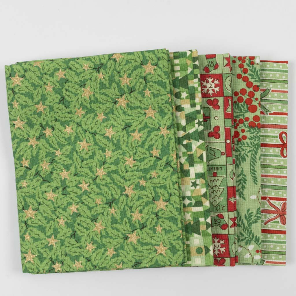 Liberty Fabrics Fat quarters 5 stk. Flaskegrøn - Billede 2