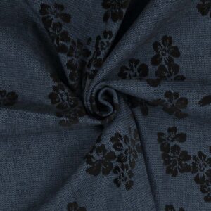 Jacquard denim med chenilleblomster