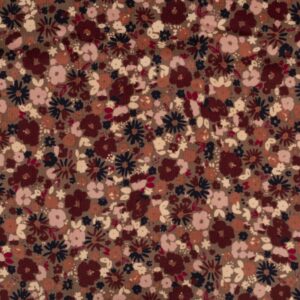Smalriflet fløjl med blomsterprint Lys brun