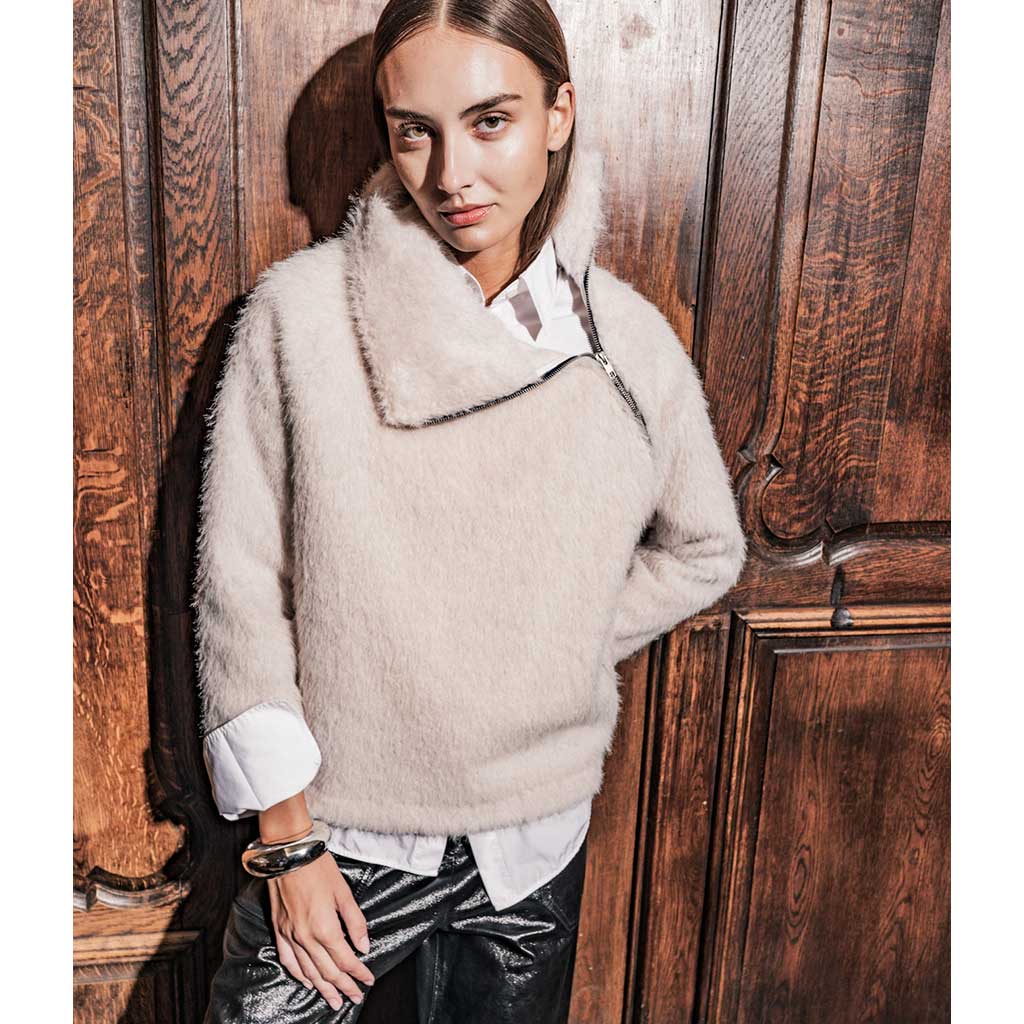 Mohair look Råhvid - Billede 5