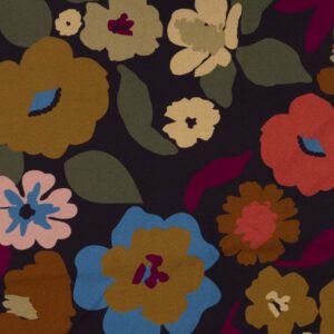 Viskose med stort blomsterprint Aubergine