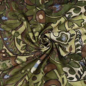Viskose med paisley og diskret metal Jæger grøn